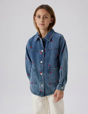 Name It Hjerte Denim Jakke Mandy Medium Blue Denim Heart