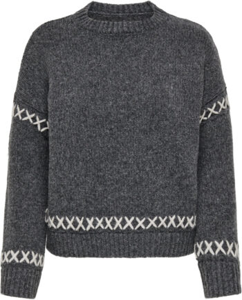 Only Dame Strik Onlamanda Dark Grey Melange Cloud Dancer